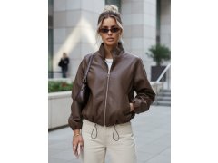 Dámská kožená bunda bomber model 22128493 hnědá - FashionStreet