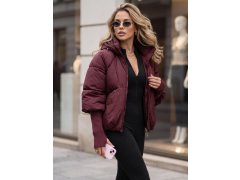 Dámská zimní prošívaná bunda s kapucí model 22366741 vínová - FashionStreet