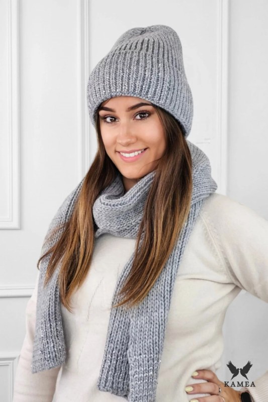 Set čepice a&nbsp;šála model 20794876 šedý - Kamea - čepice, rukavice a&nbsp;šály
