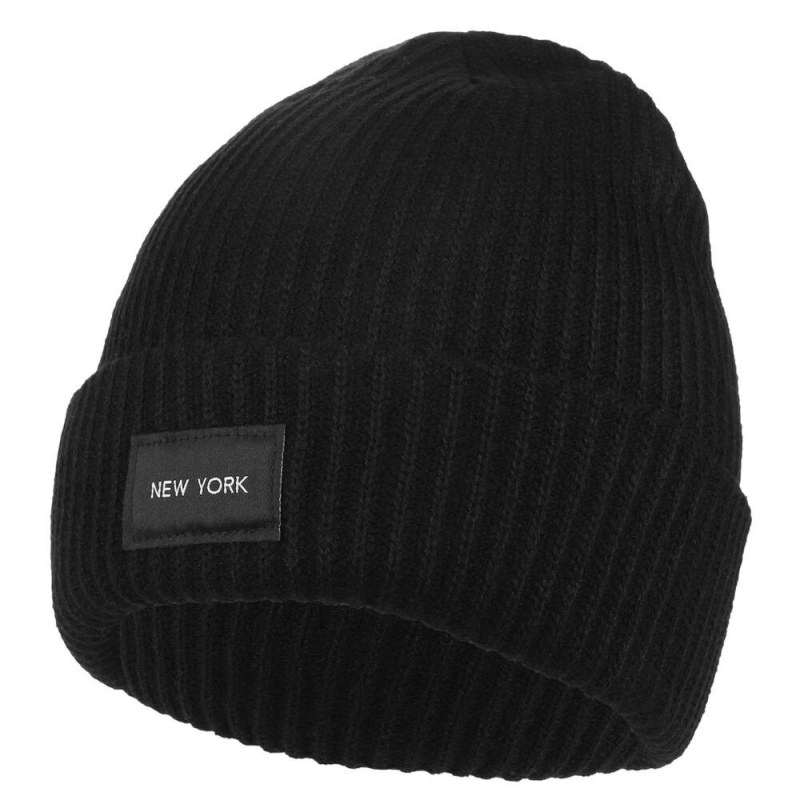 Dámská čepice New York černá pletená - Doplňky čepice, rukavice a šály