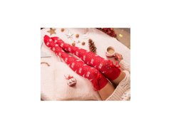 Dámské nadkolenky model 19412470 Vánoční s mašlí červené - Milena