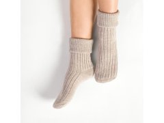 Pletené ponožky na spaní 067 béžové s vlnou