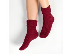 Pletené spací ponožky 067 vínové s vlnou