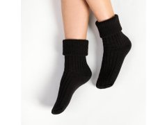 Pletené spací ponožky 067 černé s vlnou