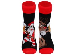 Vánoční ponožky Santa s pivem černé