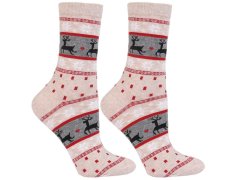 Vánoční ponožky Norvegia béžové s norským vzorem