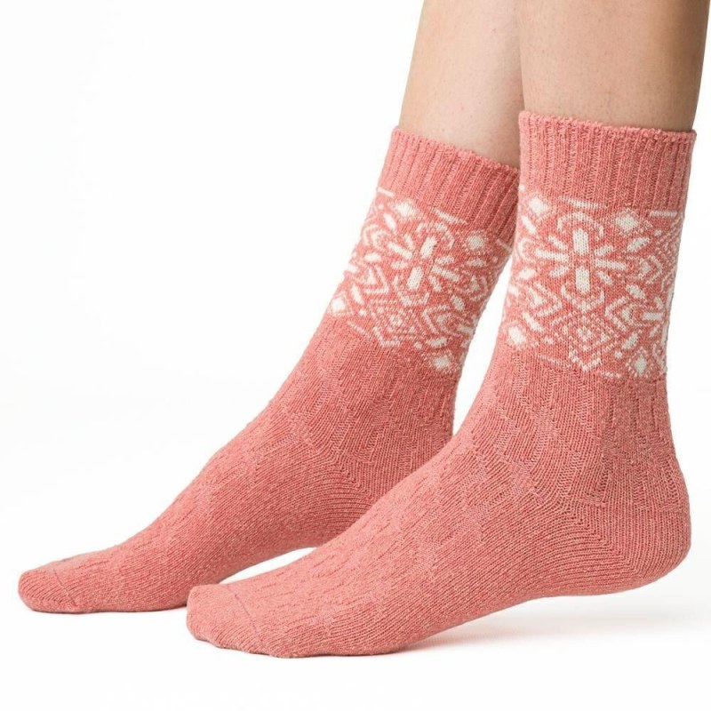 Ponožky s vlnou lososové vzor model 19082137 - Steven - Doplňky čepice, rukavice a šály