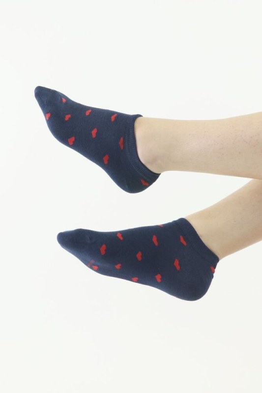 Kotníkové ponožky 36 tmavě modré se srdíčky - Doplňky čepice, rukavice a šály