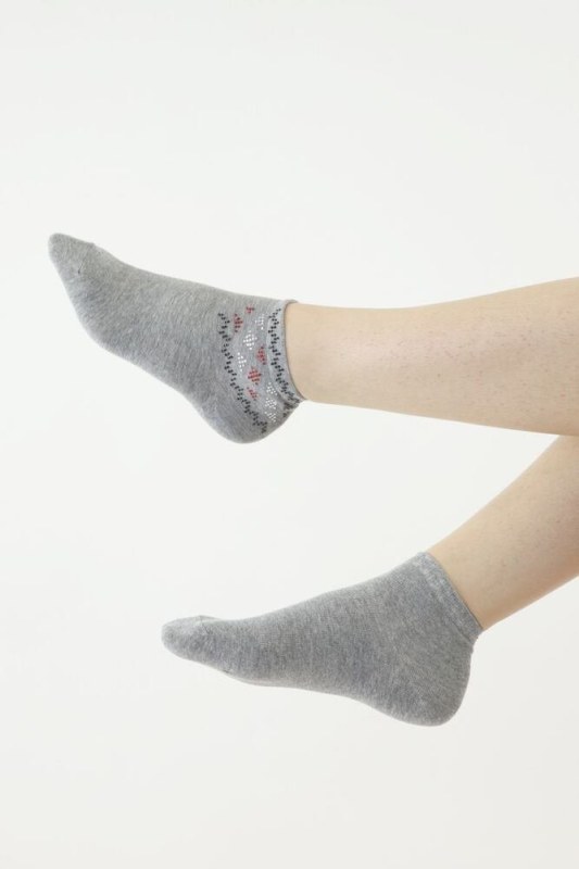 Ponožky 522 šedé s ozdobnou aplikací - Doplňky čepice, rukavice a šály