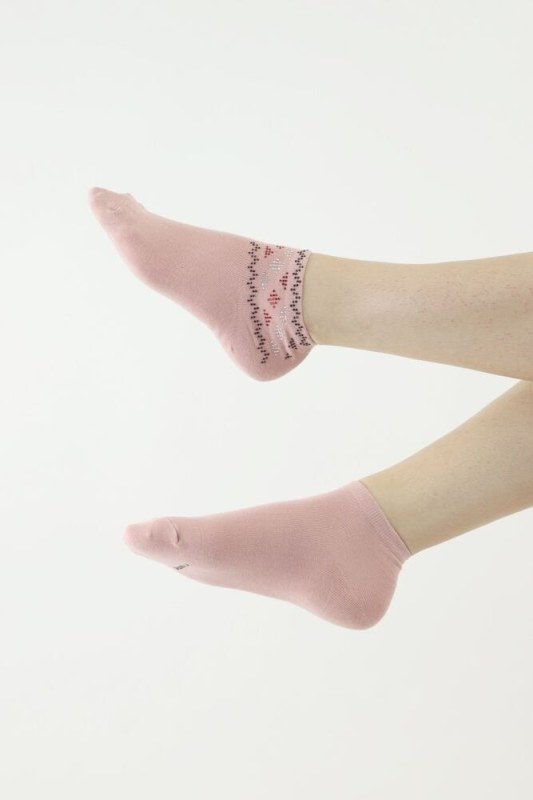 Elegantní ponožky 522 růžové s ozdobnou aplikací - Doplňky čepice, rukavice a šály