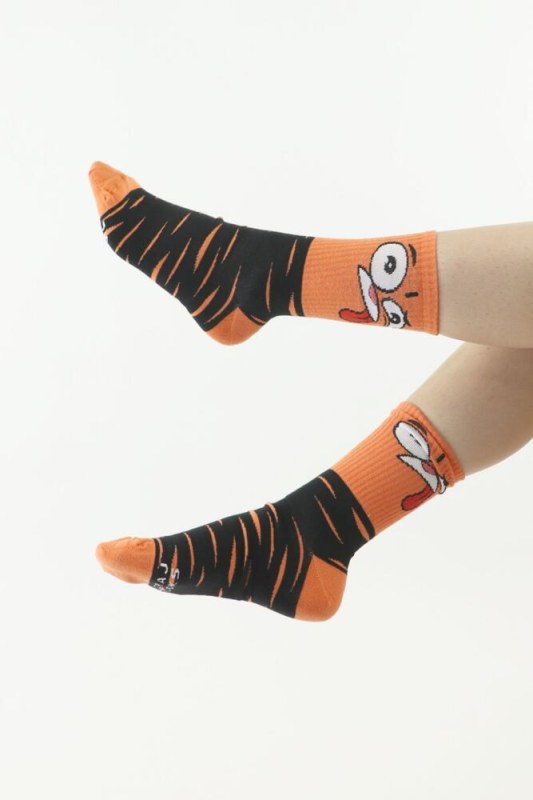 Veselé ponožky Face oranžové - Doplňky čepice, rukavice a šály