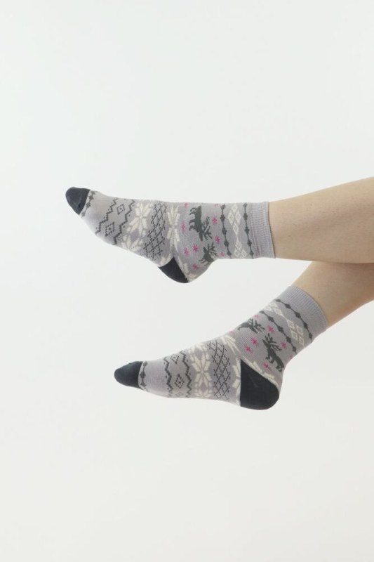 Thermo ponožky Norweg šedé se soby - Doplňky čepice, rukavice a šály