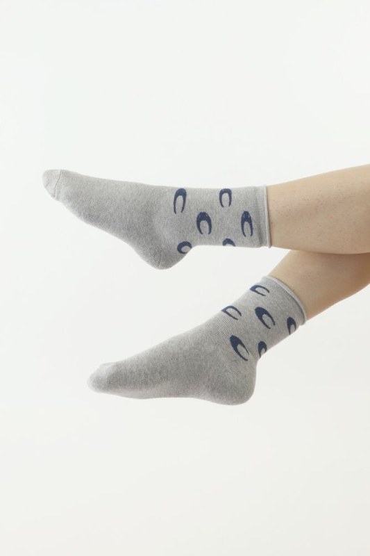 Thermo ponožky Moon šedé s půlměsíci - Doplňky čepice, rukavice a šály