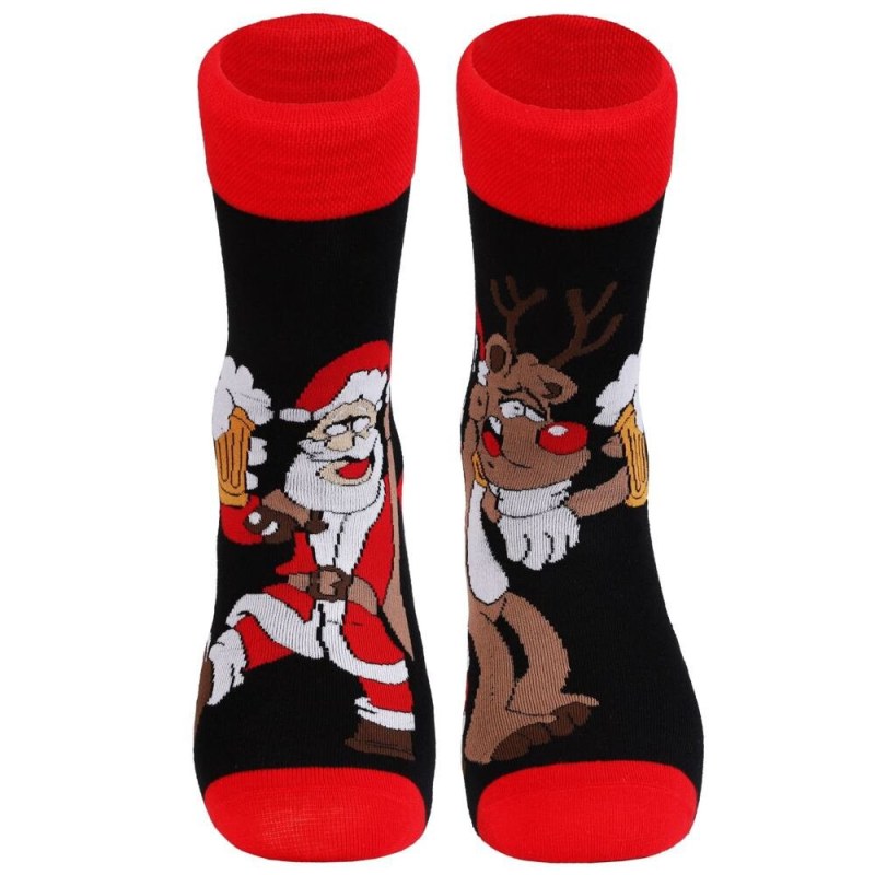Vánoční ponožky Santa s pivem černé - Doplňky ponožky
