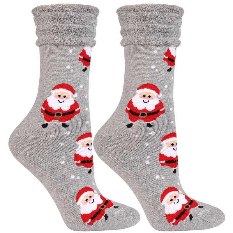 Vánoční ponožky Gift 1 šedé se Santou - Doplňky ponožky