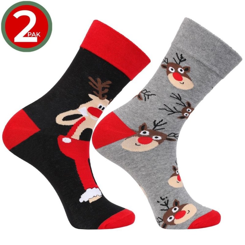 2pack Vánoční ponožky šedé a černé - Doplňky ponožky