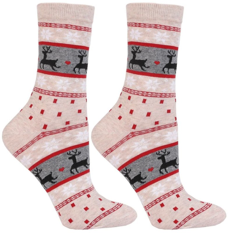 Vánoční ponožky Norvegia béžové s norským vzorem - Doplňky ponožky