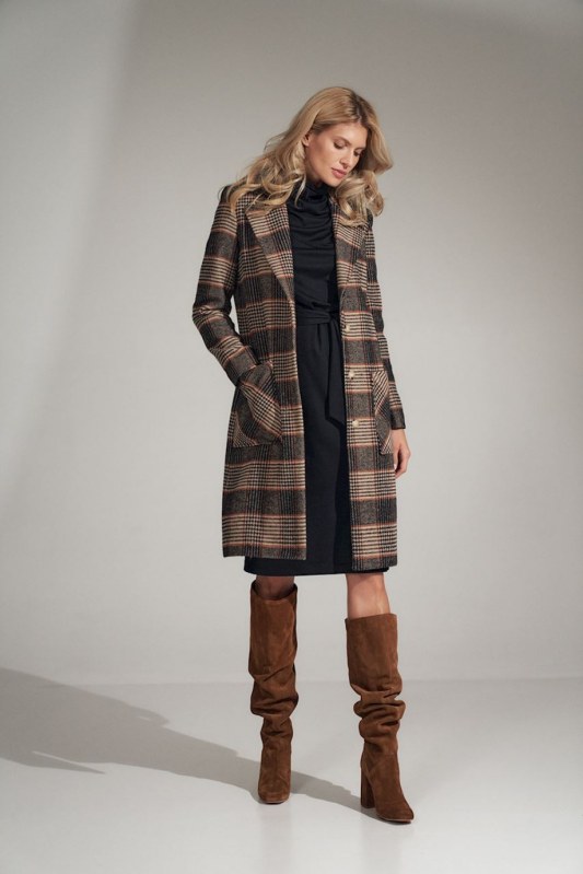 Dámský plášť / kabát W718 - Figl - čepice, rukavice a šály