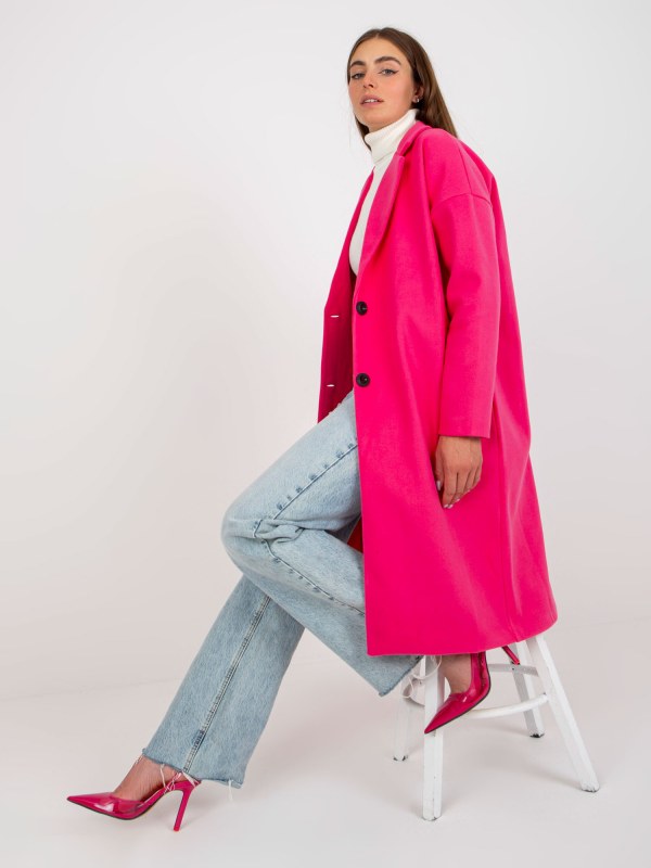 Dámský kabát TW EN BI-7298-1.15 tmavě růžový - Och Bella - Dámské kabáty
