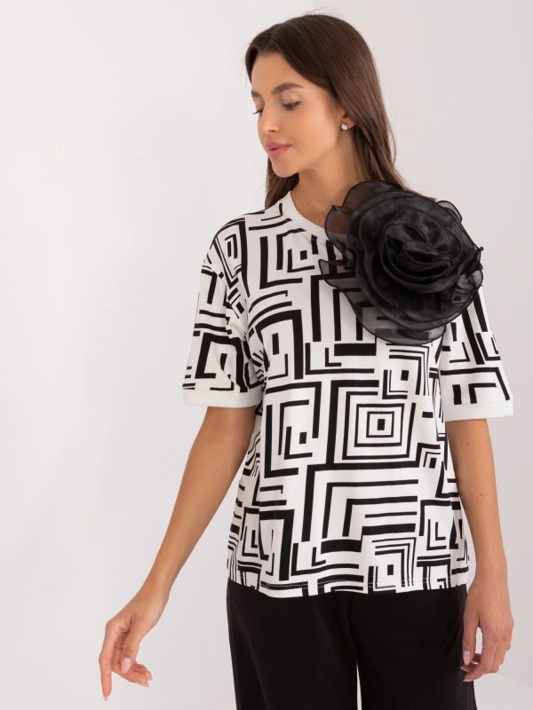 Dámská halenka LK BZ model 21822093 Ecru s černou - FPrice
