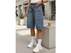 Dámské džínové šortky s&nbsp;páskem bermudy modré model 22346342 - FashionStreet