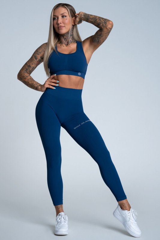 Dámské legíny Push Up model 18318743 modrá - Gym Glamour - Dámské kalhoty