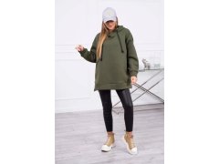 Dámská zateplená mikina s kapucí Khaki zelená model 21471953 - Kesi