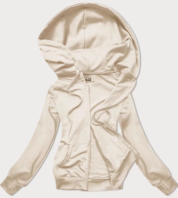 Dámská rozepínací mikina v&nbsp;barvě ecru model 20857719 - J.STYLE - čepice, rukavice a&nbsp;šály