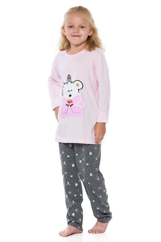 Dívčí pyžamo Winter růžové s medvídkem - Dámské pyžama