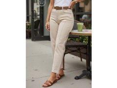 Dámské džíny s&nbsp;páskem mom fit model 22206991 béžové - FashionStreet