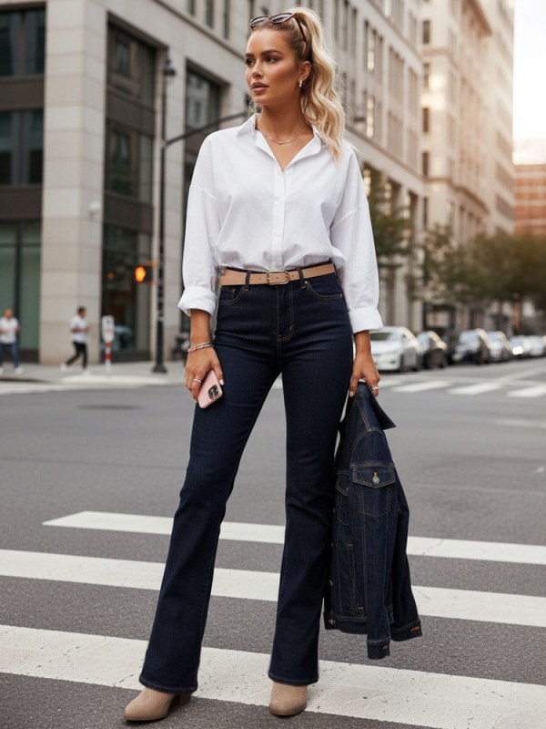 Dámské džíny s vysokým pasem model 22067247 tmavě modré - FashionStreet