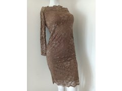 Dámské krajkové šaty model 21219941 hnědé - Koucla