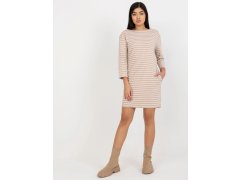 Dámské šaty LO SK LK model 21471962 Béžová s bílou Rue Paris - FPrice