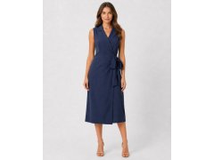 Dámské elegantní zavinovací šaty model 22128489 tmavě modré - STYLOVE