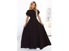 Elegantní se maxi šaty s rukávy – hnědá model 22356547 - numoco