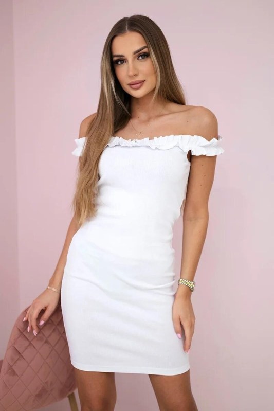 Dámské španělské šaty s volánky Bílá model 21361733 - Kesi