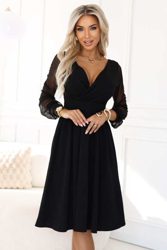 Elegantní midi šaty model 21961131 černé - numoco
