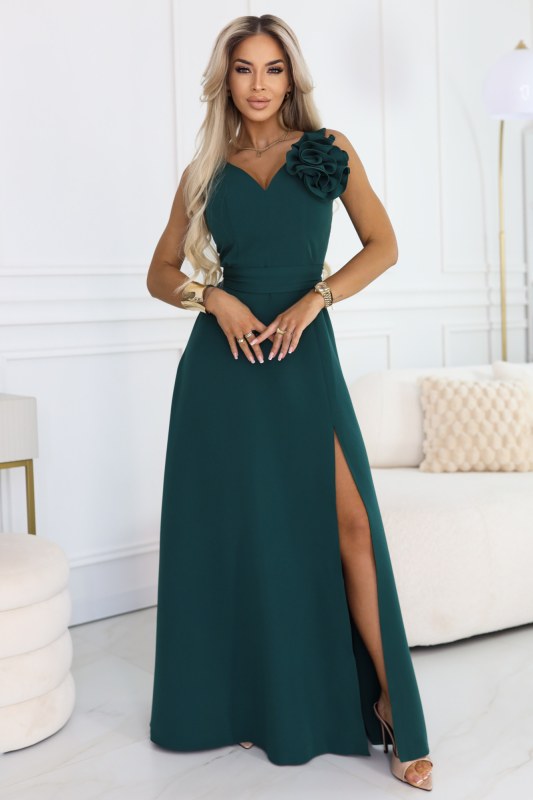 Dámské maxi šaty model 22147821 lahvově zelené - numoco