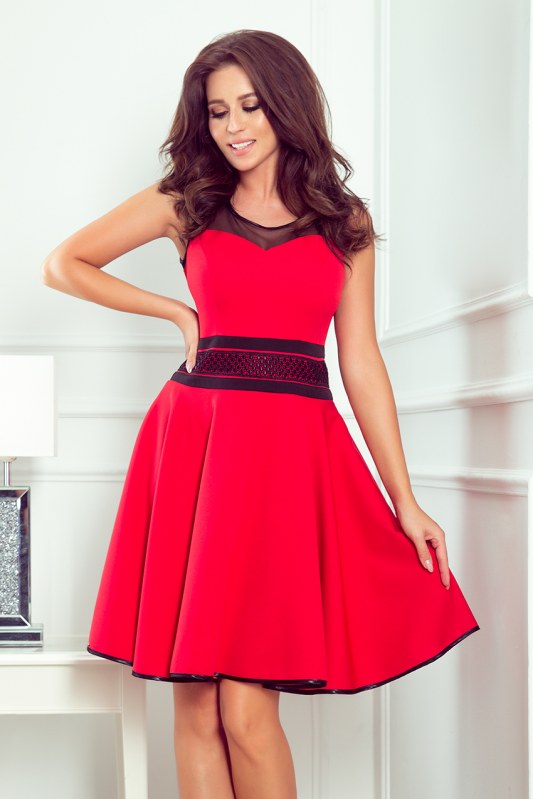 Červené dámské šaty s vsadkami model 7728834 - numoco - Dámské saka