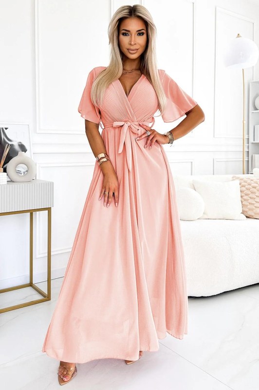 Dlouhé šaty se výstřihem a kosticemi model 22188406 - numoco basic