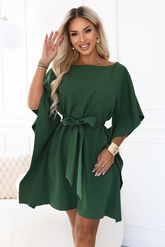 SOFIA Dámské šaty typu s vázáním v pase – zelené model 22351177 - numoco