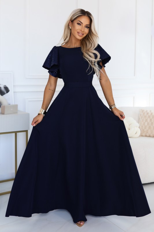 Elegantní s se střihem a rukávy – tmavě modré model 22545412 - numoco