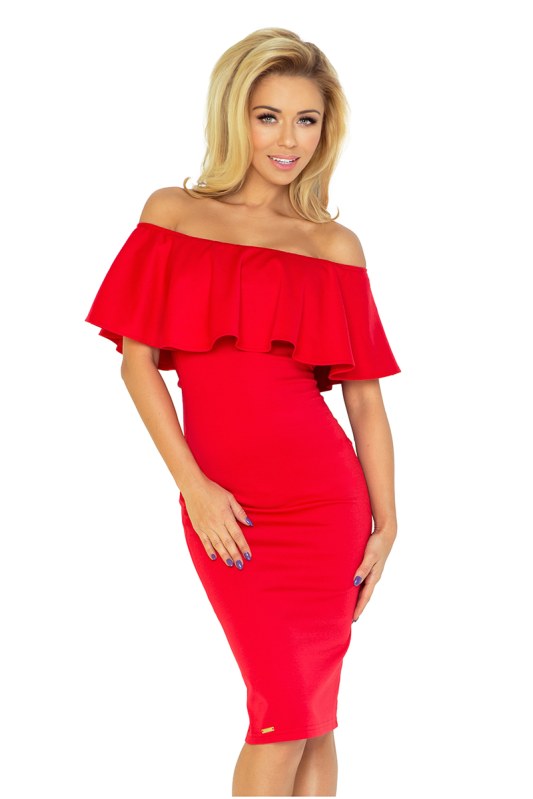 Červené šaty s volánkem model 4977157 - numoco - Dámské saka