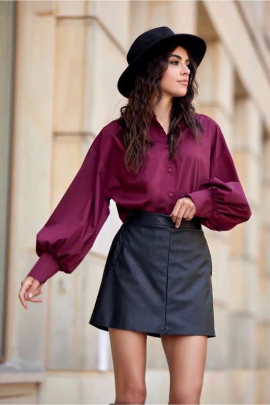 Krátká koženková sukně model 20863440 černá - Roco Fashion - sukně
