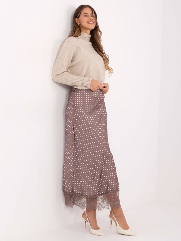 Sukně MI SD model 22159037 hnědá s puntíky - FPrice