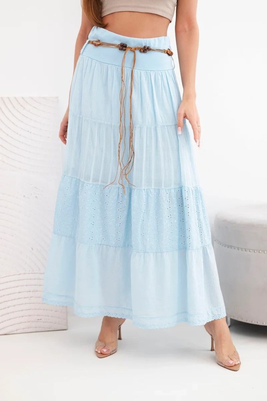 Dámská maxi bavlněná sukně model 22281460 světle modrá - Kesi