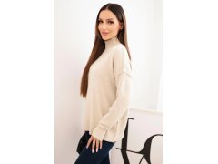 Dámský svetr volný styl Béžový model 21489392 - Kesi