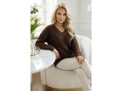 Teplý svetr oversize s&nbsp;vazbou a&nbsp;výstřihem do V model 21865253 - numoco basic