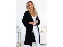 Dlouhý dámský pletený kardigan s kapsami a rukávy – černý model 22323055 - numoco basic