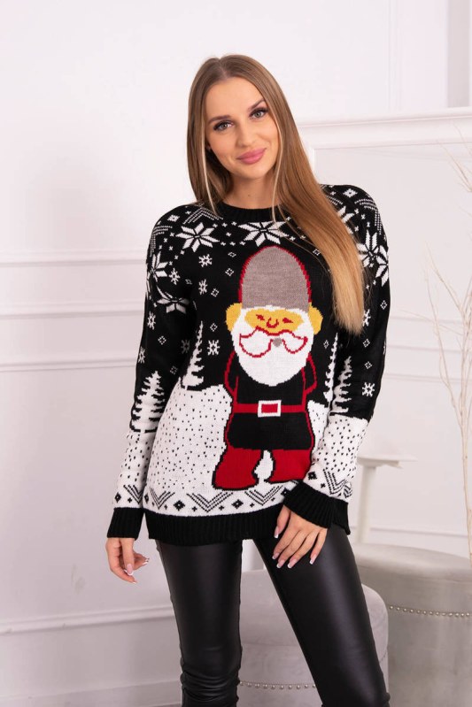Dámský vánoční svetr Santa Claus černý - Gemini - Dámské svetry